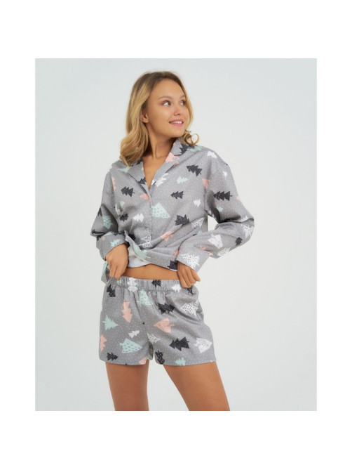 Пижама (рубашка, шорты) женская KAFTAN «Елки», размер 48-50