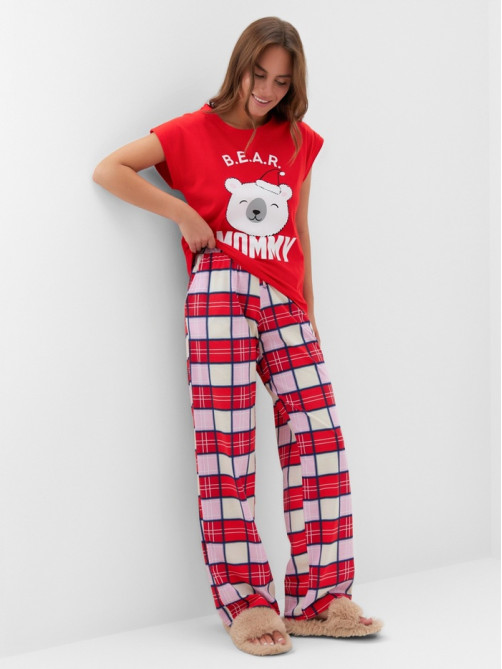 Пижама новогодняя женская (футболка, брюки) KAFTAN Bear, размер 40-42
