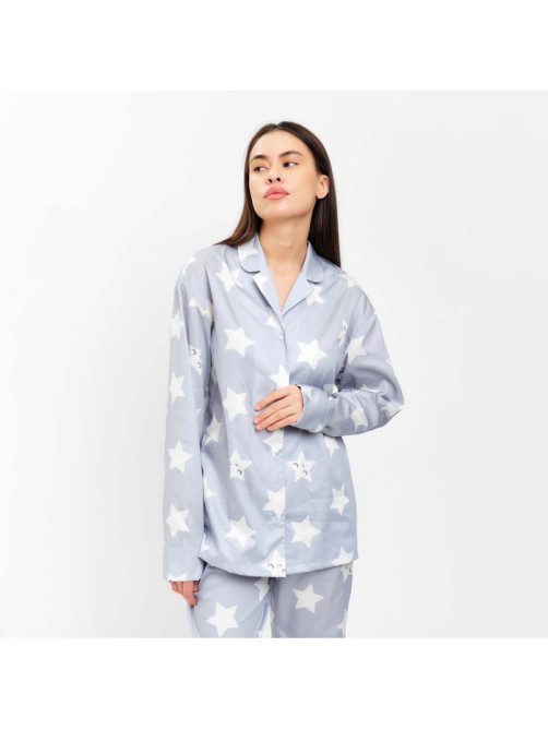 Пижама женская (рубашка, брюки) KAFTAN «Звезды», размер 52-54, серая