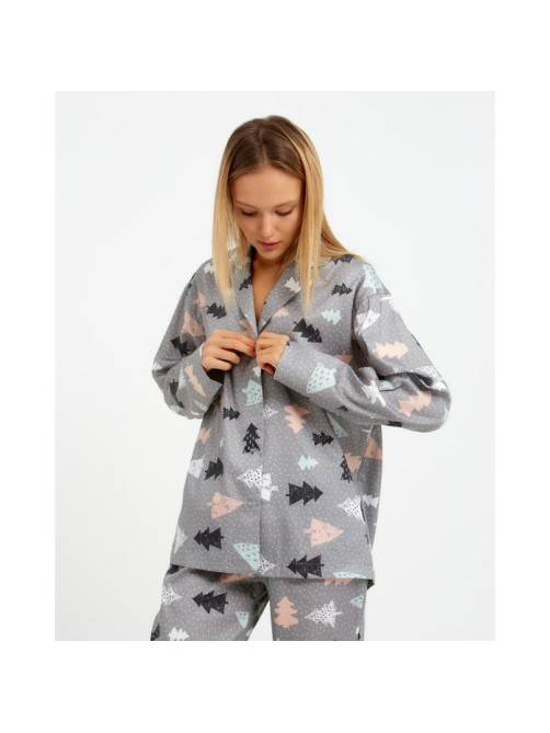 Пижама женская (рубашка, брюки) KAFTAN «Елки», размер 40-42
