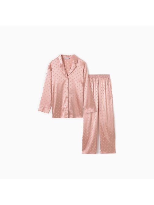 Пижама женская (рубашка, брюки) KAFTAN «Горох», розовая, размер 44-46