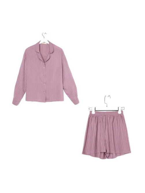 Пижама женская (рубашка, шорты) KAFTAN, сиреневая, размер 40-42