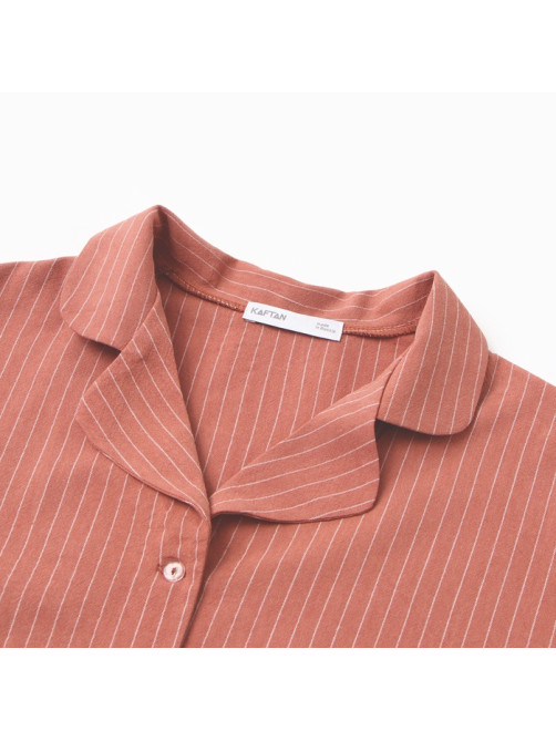 Пижама женская (рубашка, шорты) KAFTAN «Полоска», размер 48-50, цвет коралл