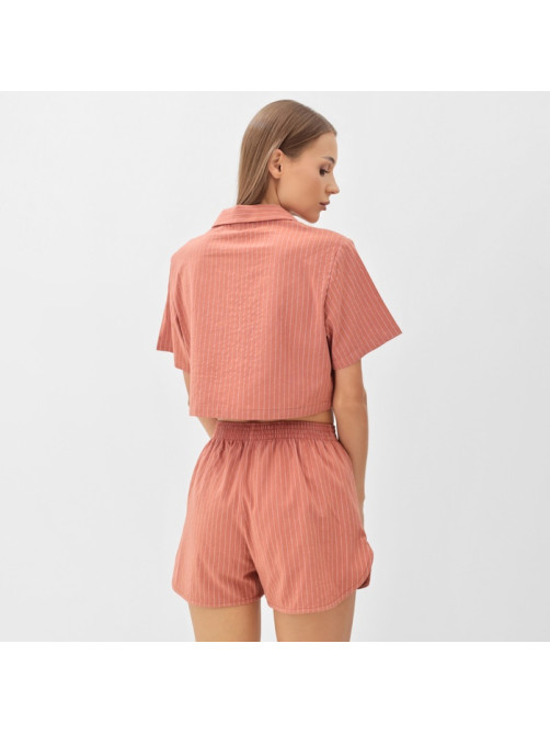 Пижама женская (рубашка, шорты) KAFTAN «Полоска», размер 48-50, цвет коралл