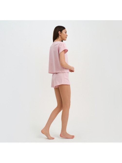 Пижама женская (футболка, шорты) KAFTAN Basic, размер 48-50, розовая