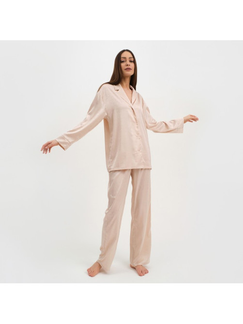 Пижама женская (рубашка, брюки) KAFTAN «Треугольники», молочная, размер 52-54
