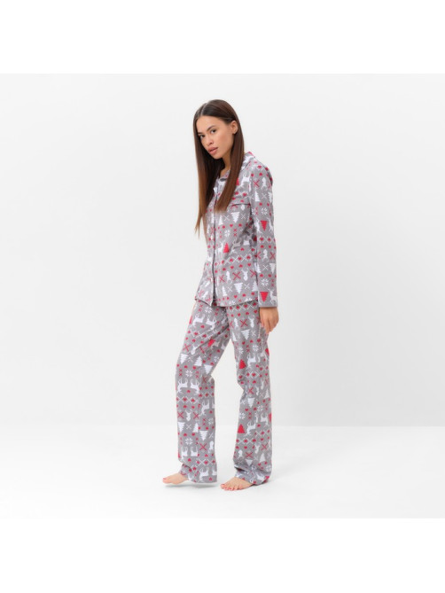Пижама новогодняя женская (рубашка, брюки) KAFTAN «Скандинавия», размер 44-46