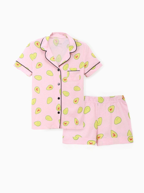 Пижама женская (рубашка, шорты) KAFTAN Avocado, размер 48-50, розовая