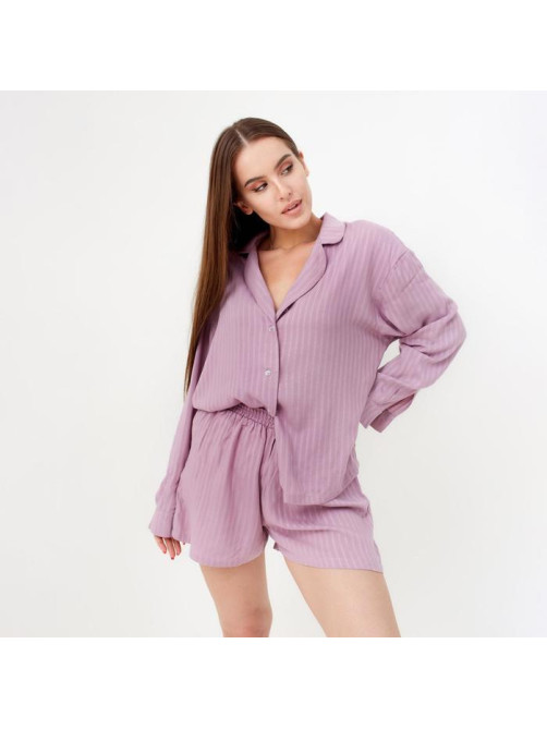 Пижама женская (рубашка, шорты) KAFTAN, сиреневая, размер 40-42