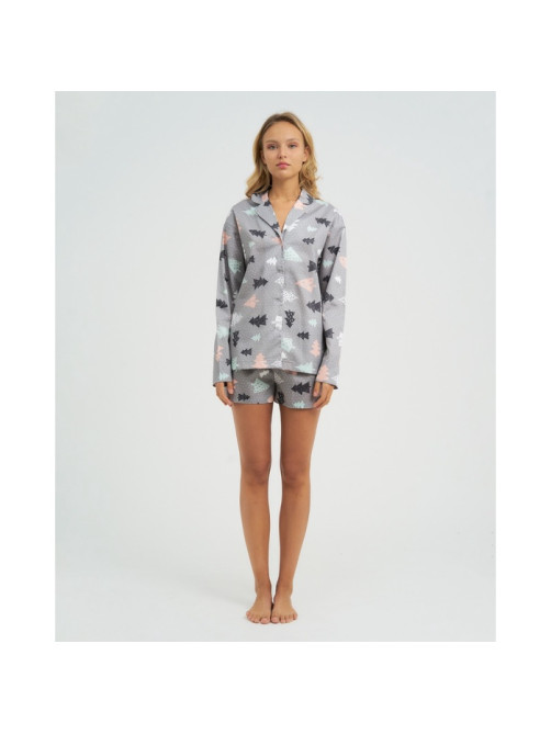 Пижама (рубашка, шорты) женская KAFTAN «Елки», размер 48-50
