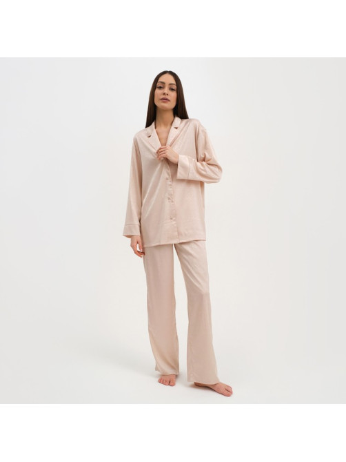 Пижама женская (рубашка, брюки) KAFTAN «Треугольники», молочная, размер 48-50