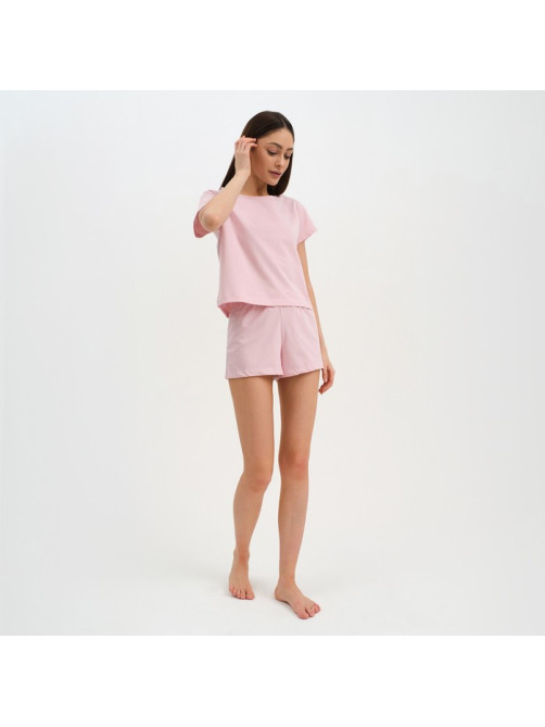 Пижама женская (футболка, шорты) KAFTAN Basic, размер 40-42, розовая