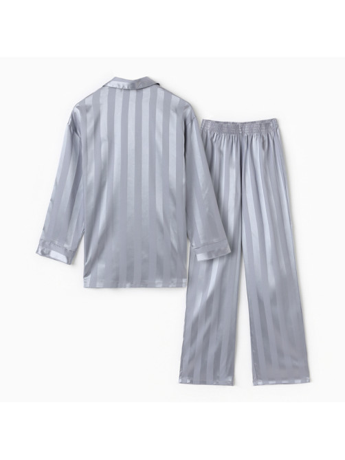 Пижама женская (рубашка, брюки) KAFTAN «Полоска», серо-голубая, размер 48-50