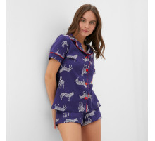 Пижама женская (рубашка, шорты) KAFTAN Zebra, размер 44-46, синяя