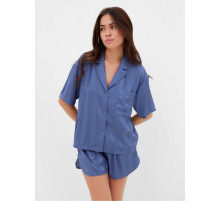 Пижама женская (рубашка, шорты) KAFTAN «Полоса», размер 48-50, синяя