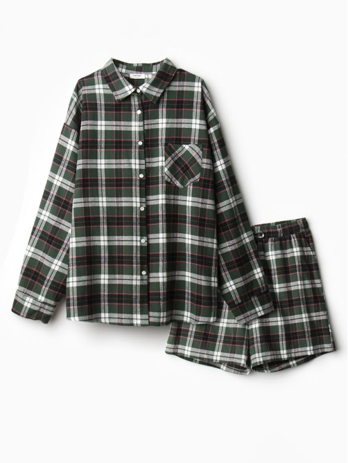 Пижама женская (рубашка, шорты) KAFTAN, размер 40-42, зелёная