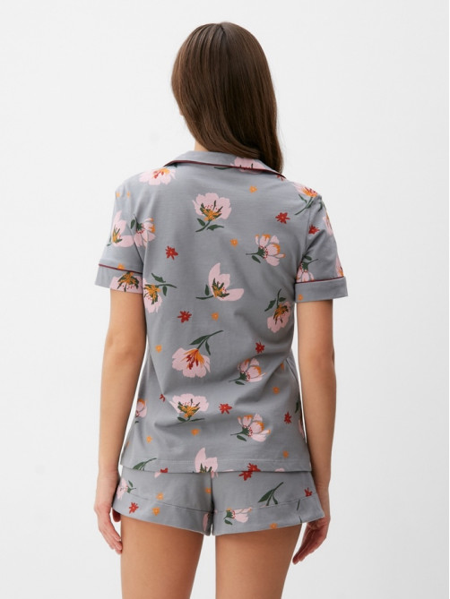 Пижама женская (рубашка, шорты) KAFTAN «Цветы», размер 48-50