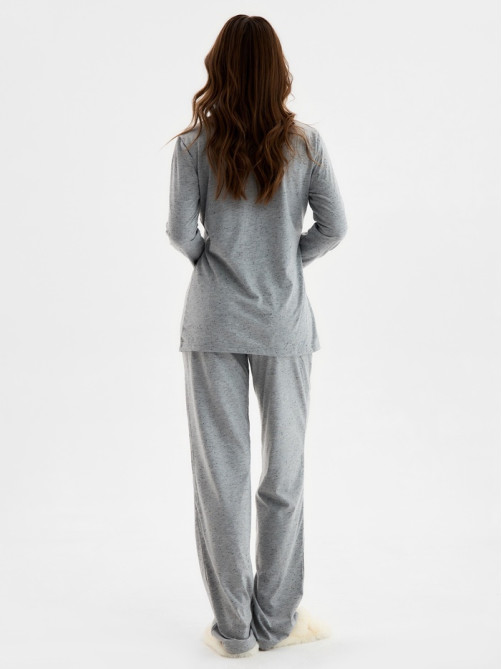 Пижама женская (рубашка, брюки) KAFTAN Sweat home, размер 40-42, серая