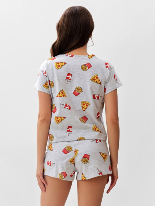 Пижама женская (футболка, шорты) KAFTAN Pizza, размер 40-42, серая