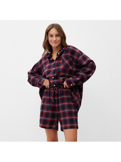 Пижама женская (рубашка, шорты) KAFTAN, размер 40-42, синяя