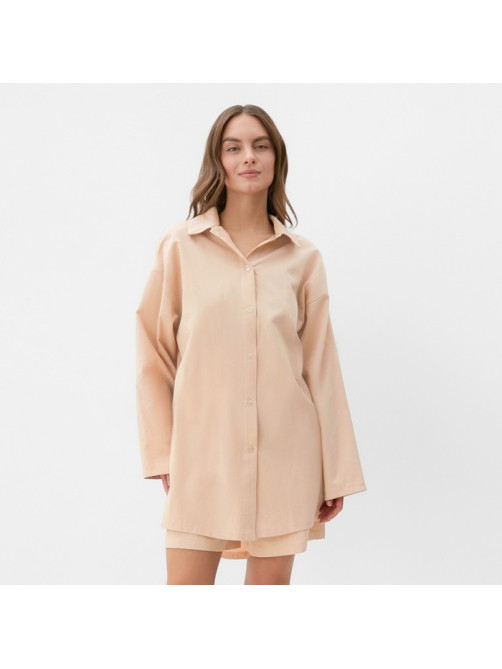 Пижама женская (рубашка, шорты) KAFTAN, размер 40-42, бежевая