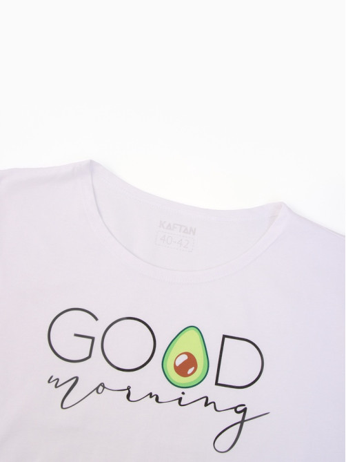 Пижама женская (футболка, шорты) KAFTAN Avocado, размер 48-50, белая