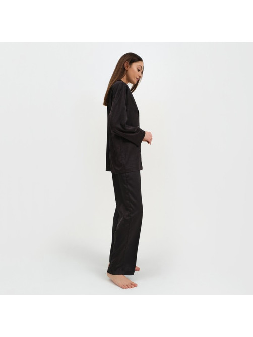 Пижама женская (рубашка, брюки) KAFTAN «Треугольники», чёрная, размер 40-42