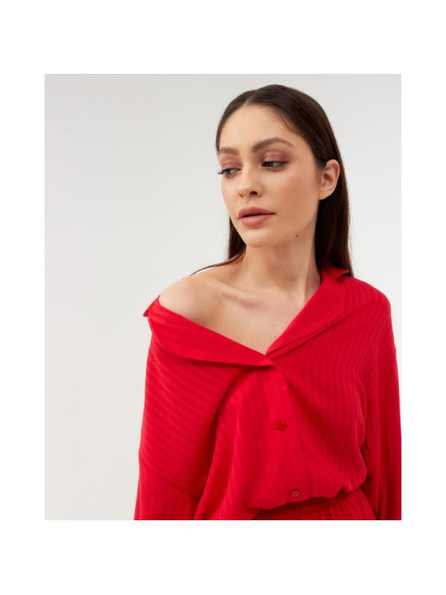 Пижама женская (рубашка, шорты) KAFTAN, красная, размер 48-50