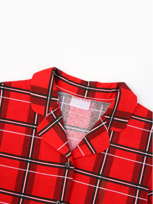Пижама новогодняя женская (рубашка, брюки) KAFTAN «Клетка», размер 40-42