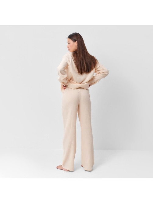 Пижама женская (рубашка, брюки) KAFTAN Basic, размер 52-54, молочная
