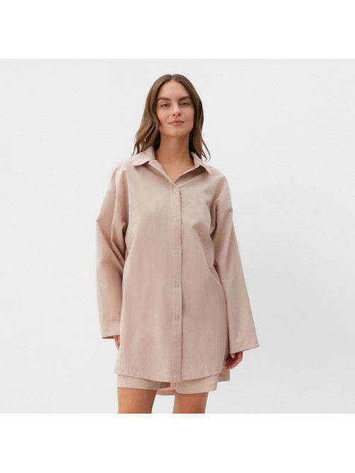 Пижама женская (рубашка, шорты) KAFTAN, размер 48-50, бежевая