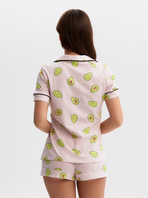 Пижама женская (рубашка, шорты) KAFTAN Avocado, размер 44-46, розовая