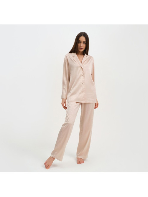 Пижама женская (рубашка, брюки) KAFTAN «Треугольники», молочная, размер 52-54