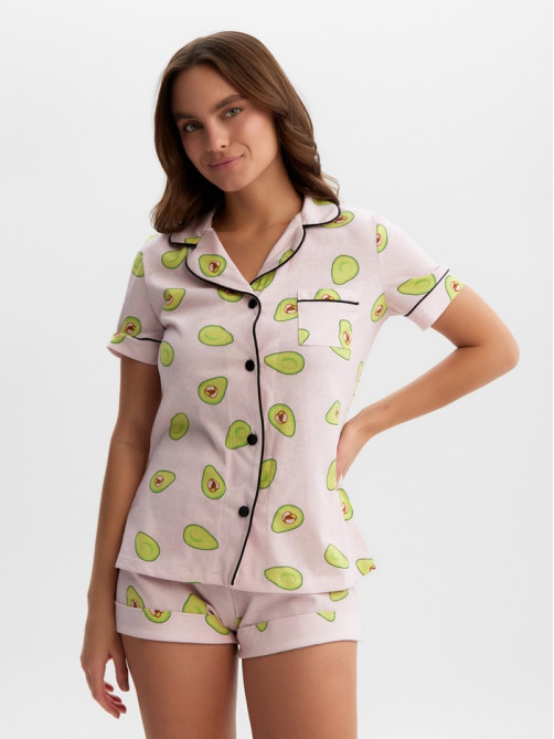 Пижама женская (рубашка, шорты) KAFTAN Avocado, размер 40-42, розовая