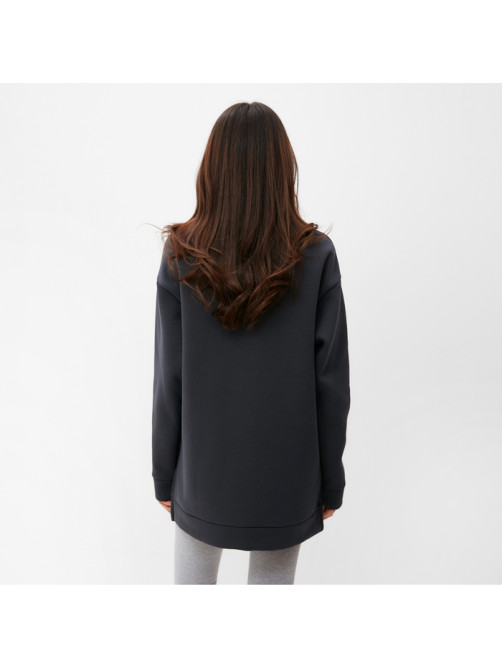 Свитшот женский удлинённый с начёсом MIST Cozy style, графит, размер 54