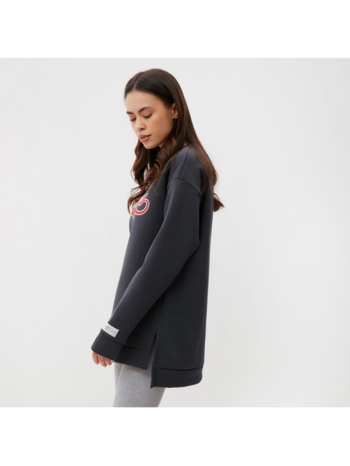 Свитшот женский удлинённый с начёсом MIST Cozy style, графит, размер 54