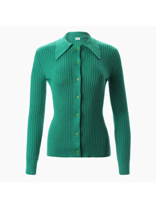 Джемпер женский на пуговицах MINAKU: Knitwear collection, зелёный, размер 42-44
