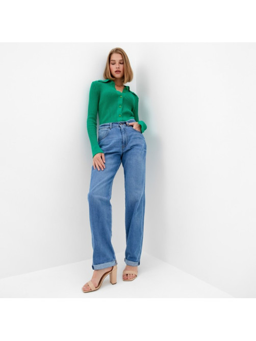 Джемпер женский на пуговицах MINAKU: Knitwear collection, зелёный, размер 42-44