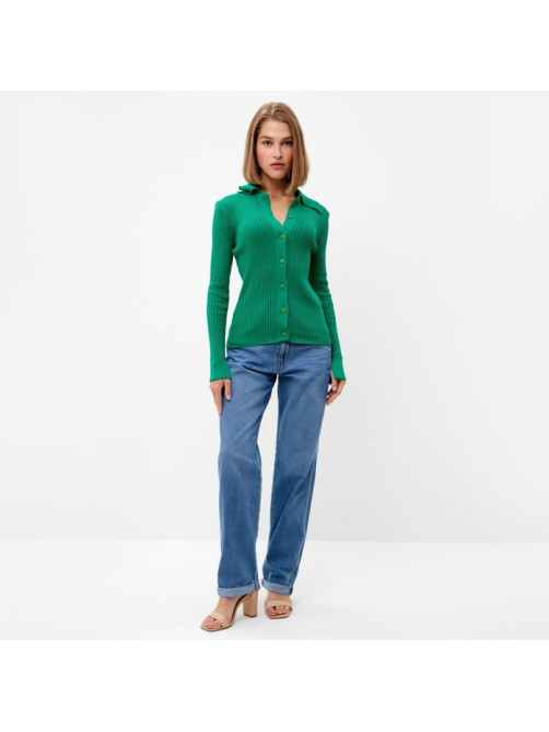 Джемпер женский на пуговицах MINAKU: Knitwear collection, зелёный, размер 42-44