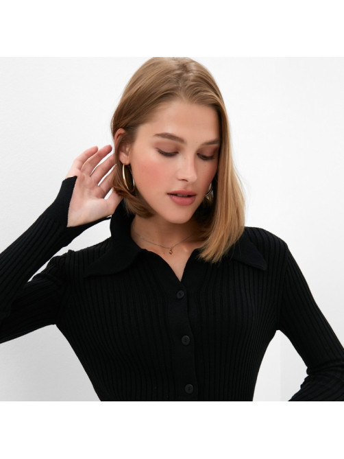 Джемпер женский на пуговицах MINAKU: Knitwear collection, чёрный, размер 42-44