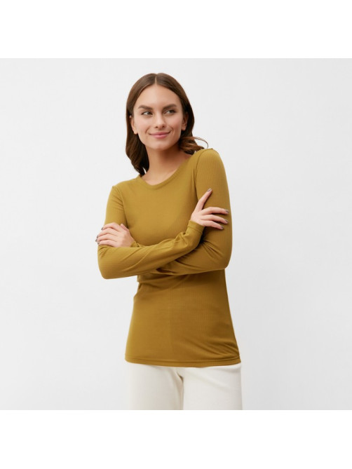 Лонгслив женский KAFTAN: Basic line, тёмно-оливковый, размер 44-46
