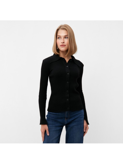 Джемпер женский на пуговицах MINAKU: Knitwear collection, чёрный, размер 42-44