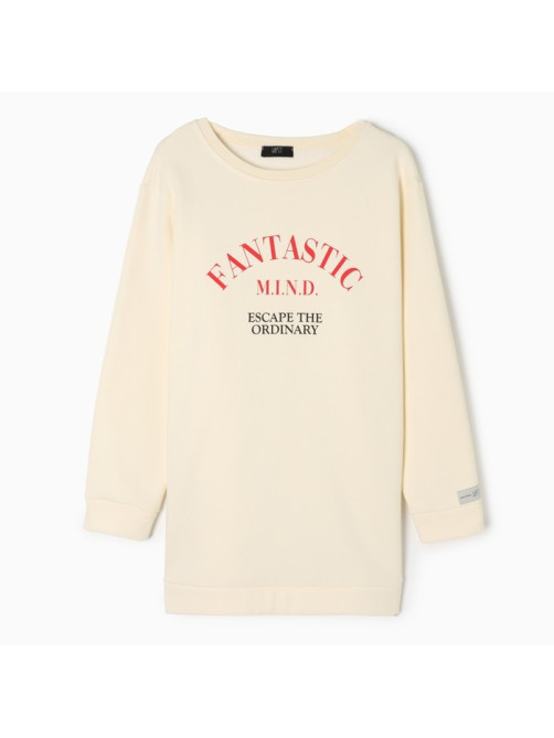 Свитшот женский удлинённый с начёсом MIST Cozy style, молочный, размер 58