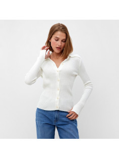 Джемпер женский на пуговицах MINAKU: Knitwear collection, белый, размер 42-44
