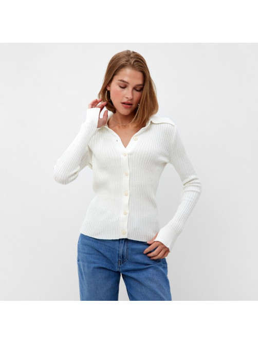 Джемпер женский на пуговицах MINAKU: Knitwear collection, белый, размер 42-44