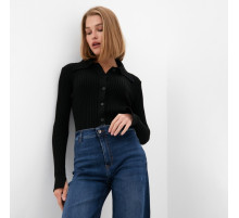 Джемпер женский на пуговицах MINAKU: Knitwear collection, чёрный, размер 42-44