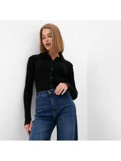Джемпер женский на пуговицах MINAKU: Knitwear collection, чёрный, размер 42-44