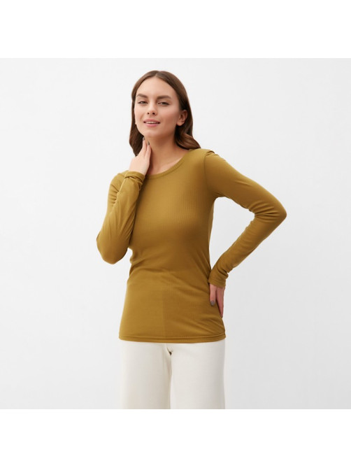 Лонгслив женский KAFTAN: Basic line, тёмно-оливковый, размер 50-52