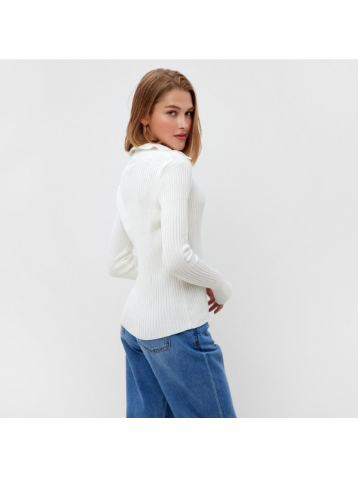 Джемпер женский на пуговицах MINAKU: Knitwear collection, белый, размер 42-44