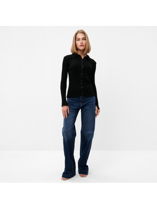 Джемпер женский на пуговицах MINAKU: Knitwear collection, чёрный, размер 42-44